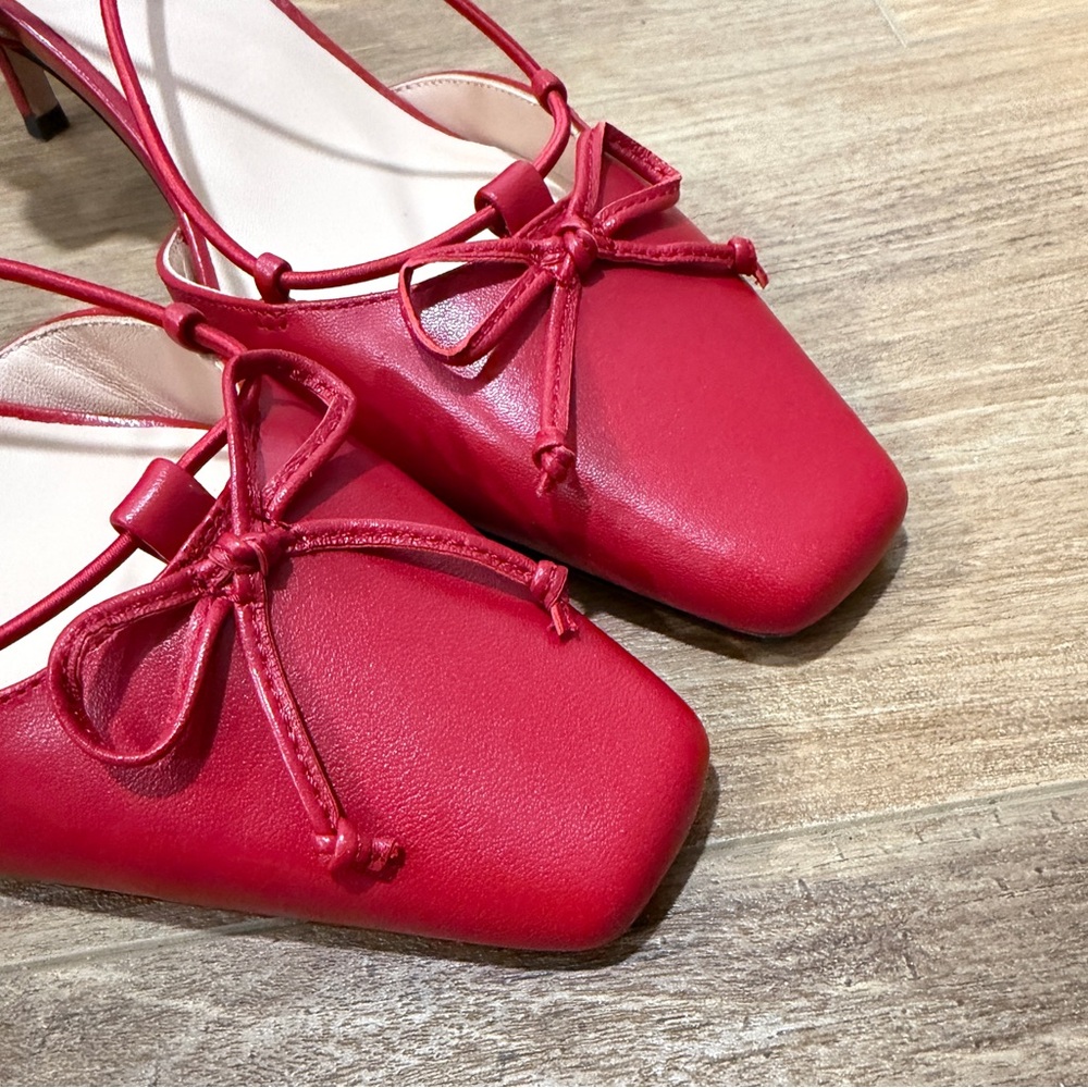 J. Crew Red Women's slingback Leona pump with Bow Detail